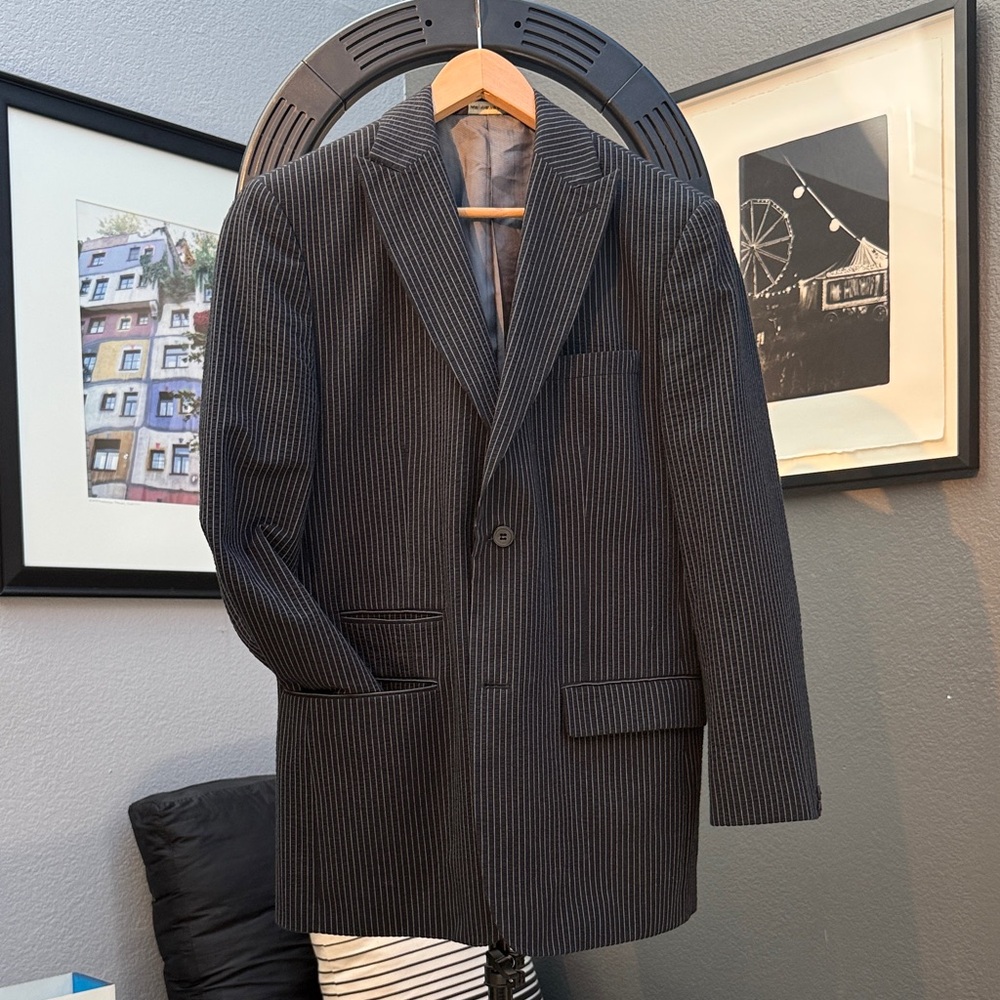 Perry Ellis City Fit Men's Black Pinstripe Blazer size 40 regular